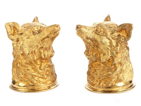 Paar silbervergoldete Fuchskopfbecher